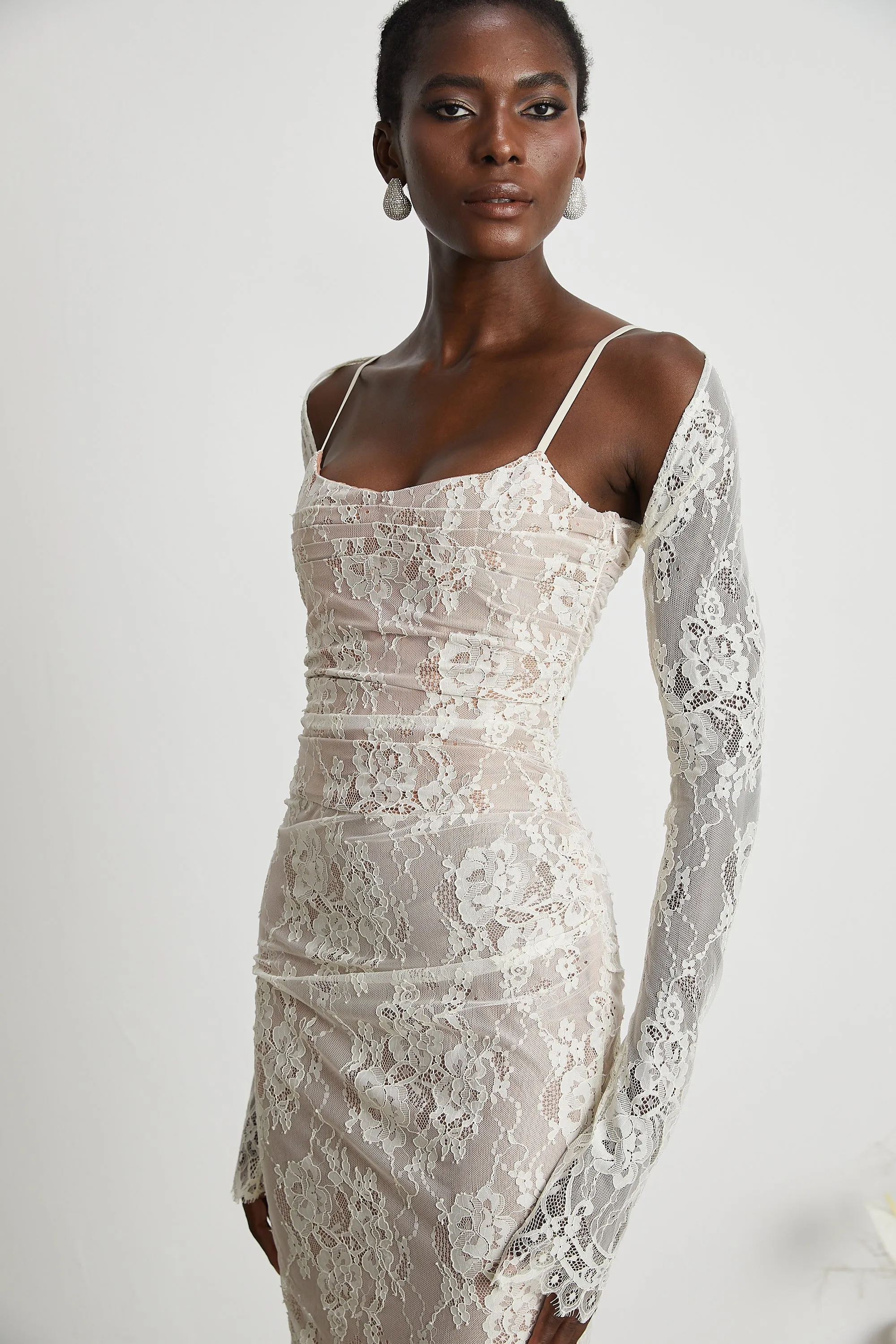 Lace Gown – Sheer Long Sleeves – Elegant Occasionwear