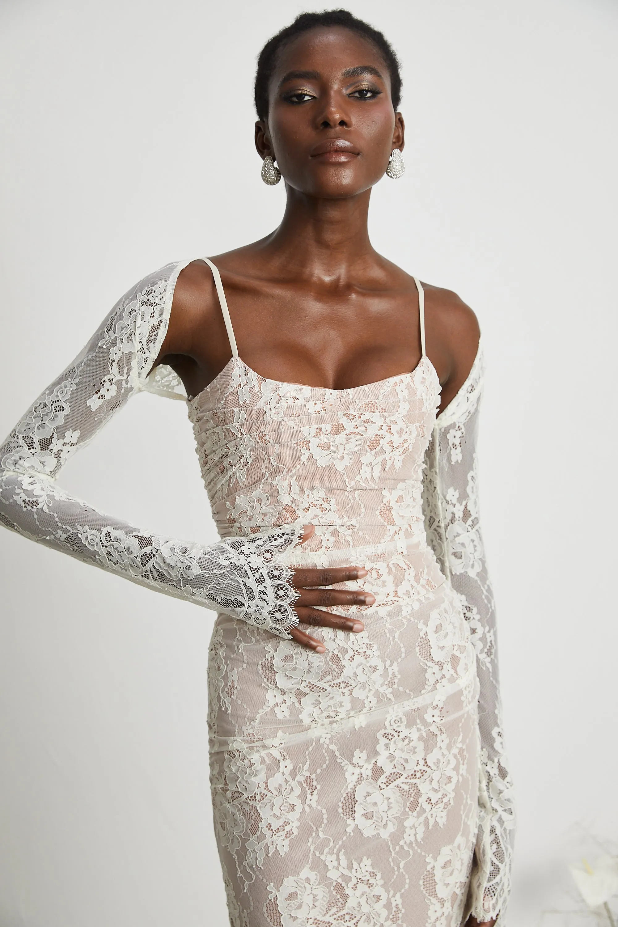 Lace Gown – Sheer Long Sleeves – Elegant Occasionwear