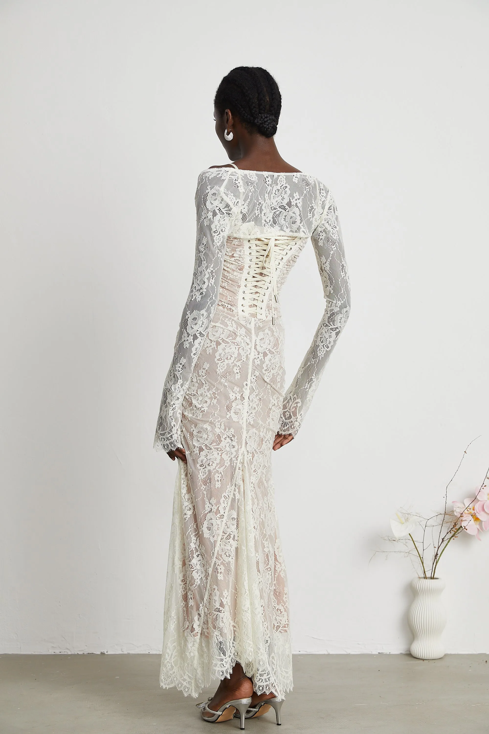 Lace Gown – Sheer Long Sleeves – Elegant Occasionwear