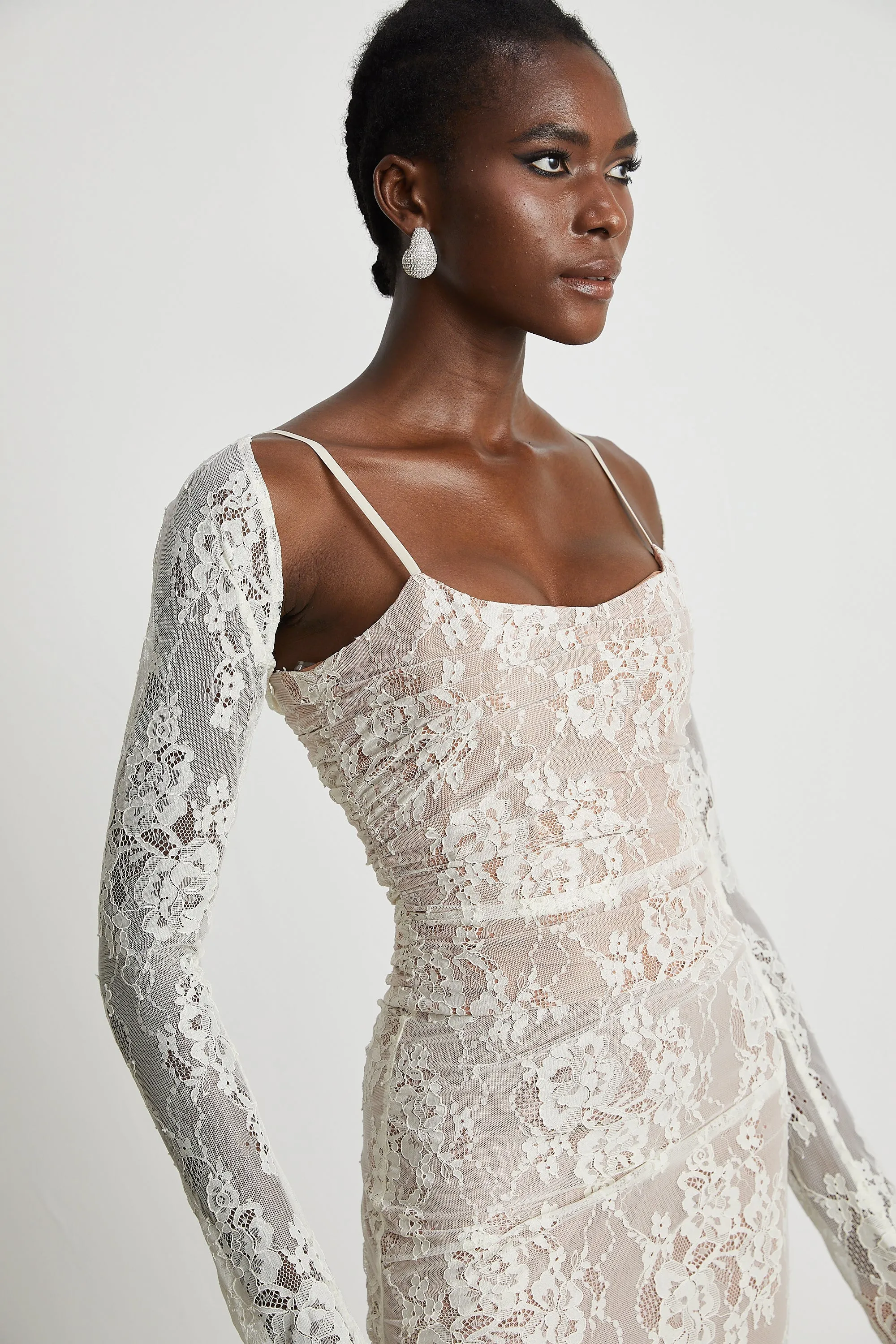 Lace Gown – Sheer Long Sleeves – Elegant Occasionwear
