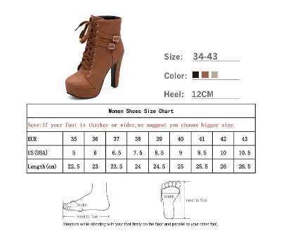 Lace Up Platform Biker Boots - Brown