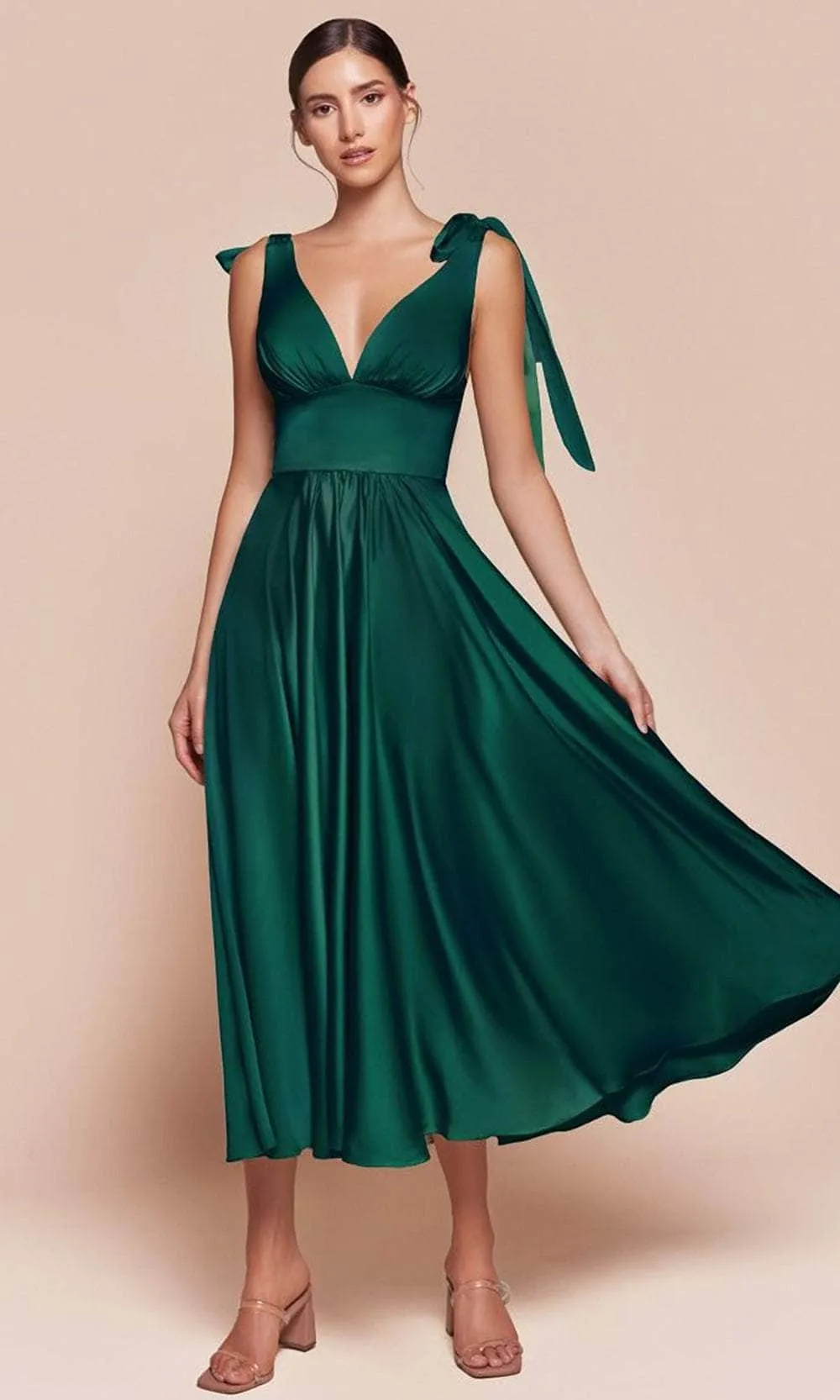 Ladivine 7499 - Tea Length A-Line Dress