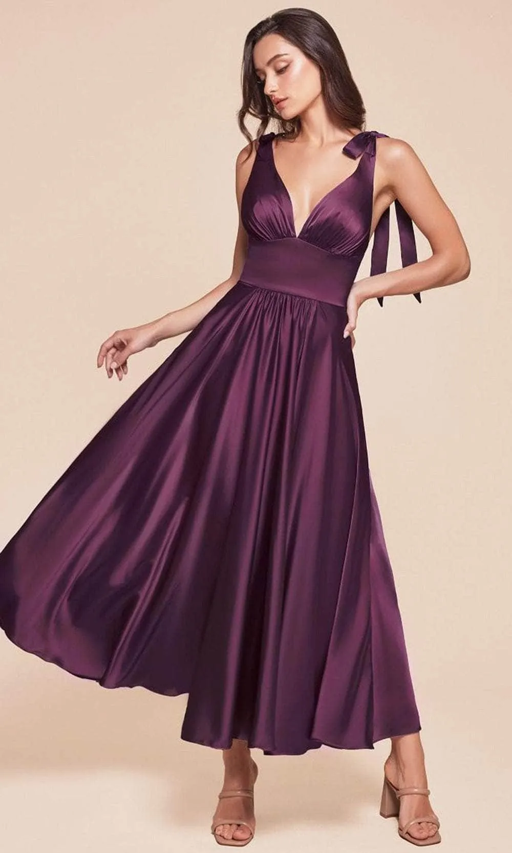 Ladivine 7499 - Tea Length A-Line Dress