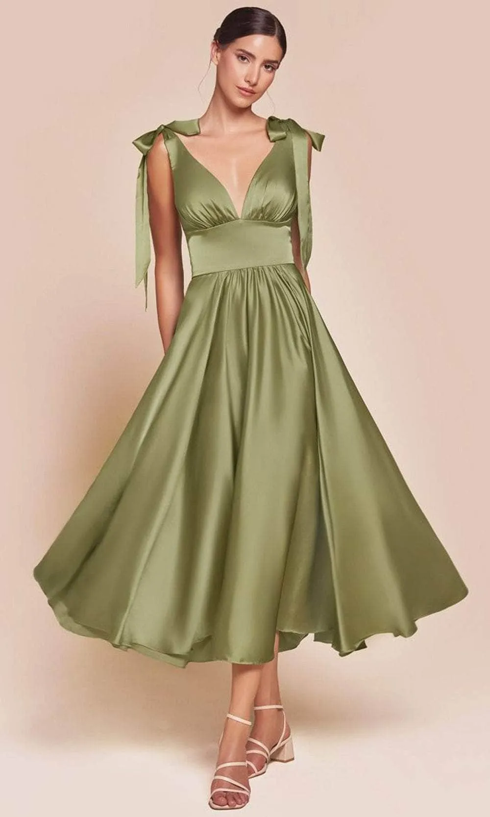 Ladivine 7499 - Tea Length A-Line Dress