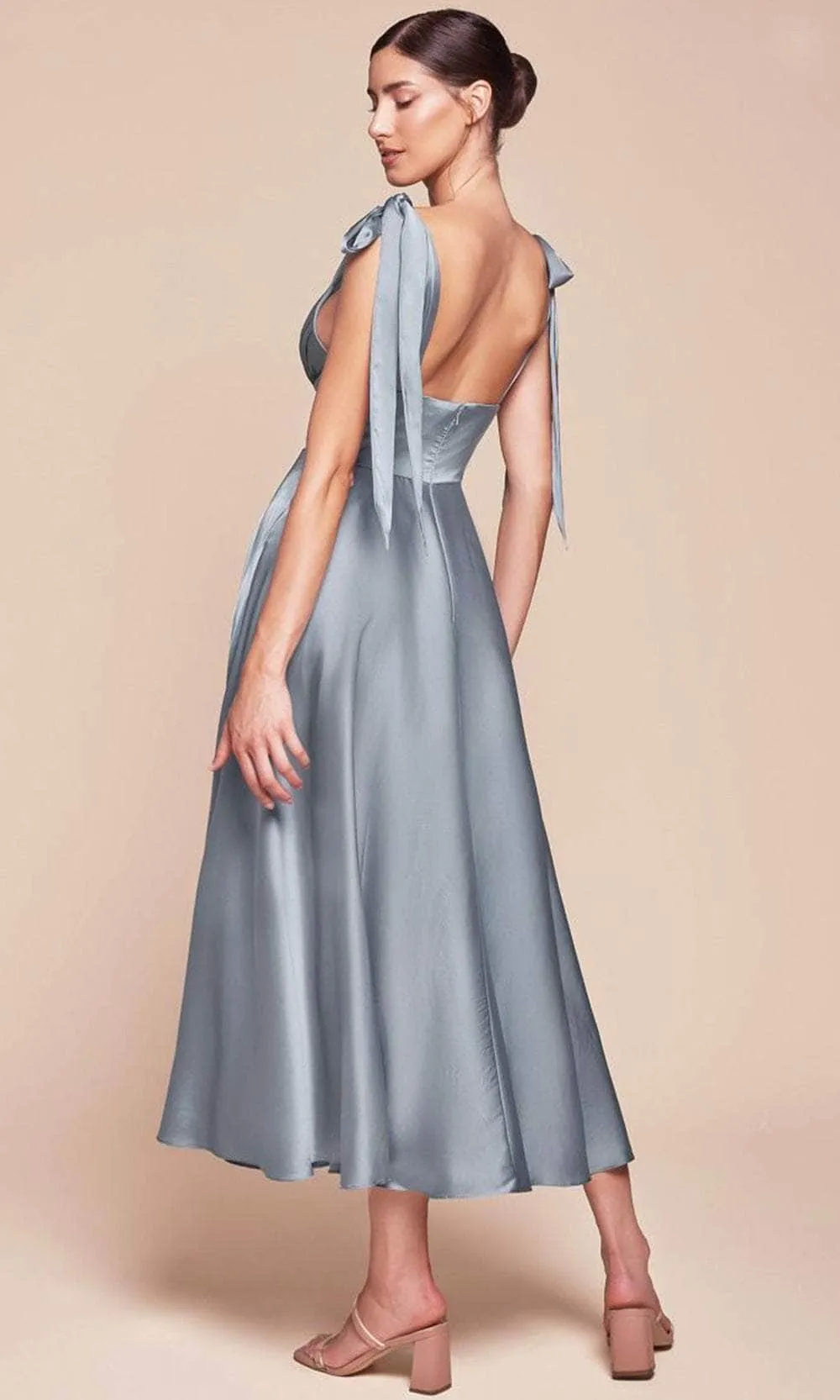Ladivine 7499 - Tea Length A-Line Dress