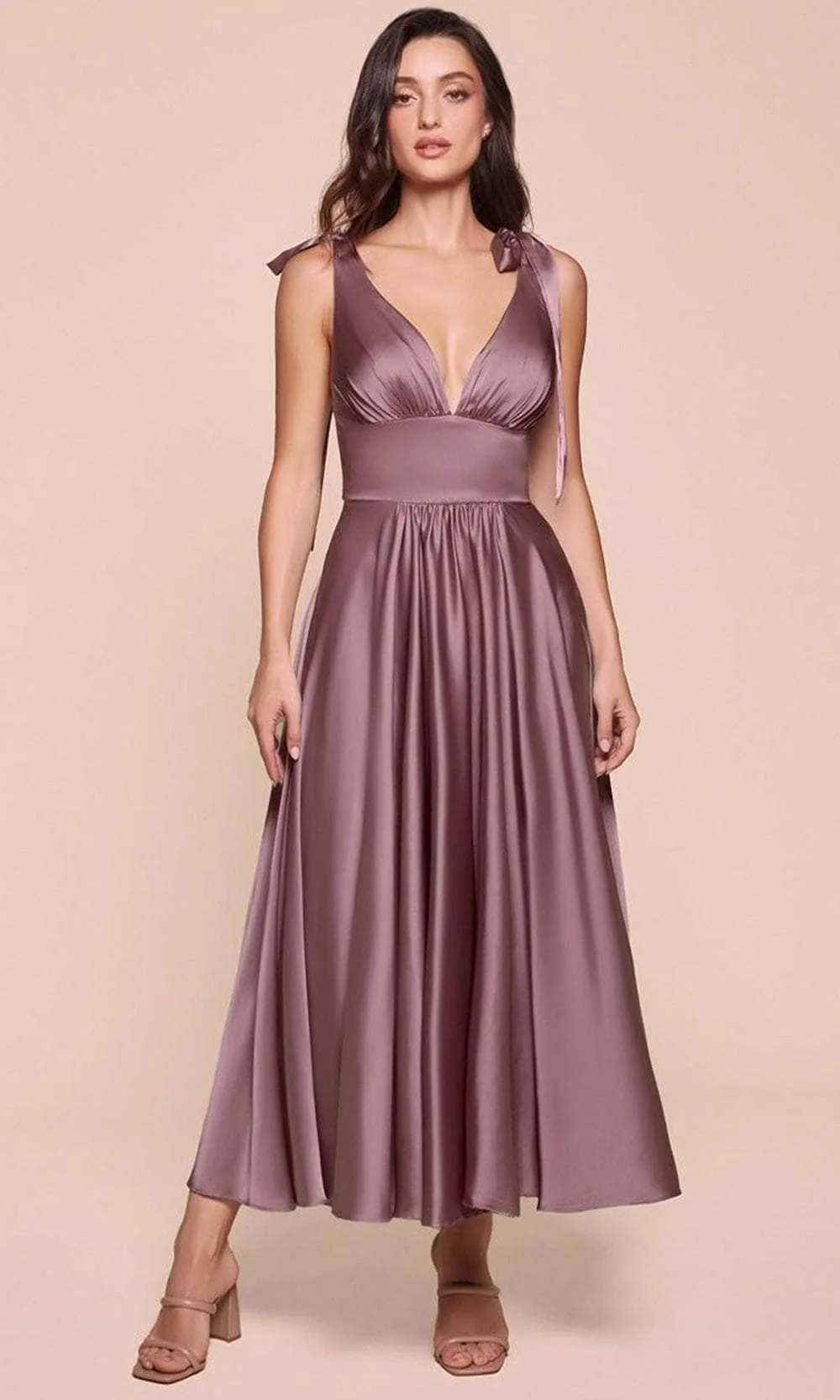 Ladivine 7499 - Tea Length A-Line Dress
