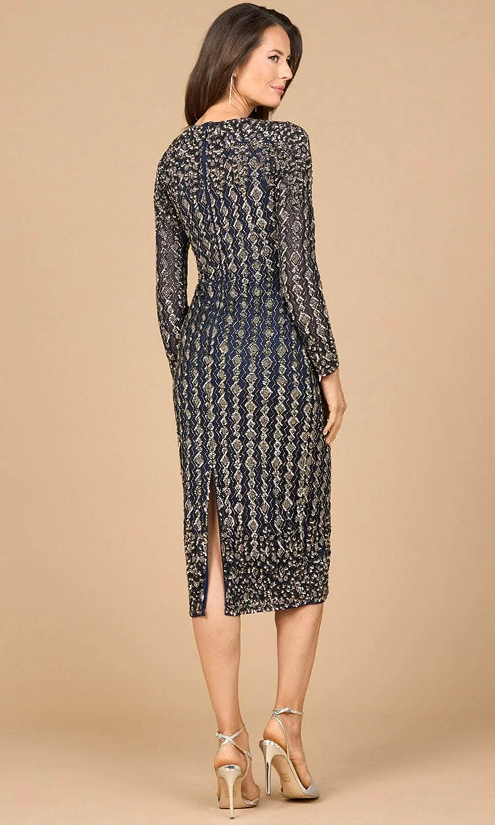 Lara Dresses 28982 - Long Sleeve Intricate Beaded Evening Dress