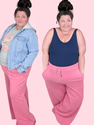 Laura Wide Leg Pants w/Pockets in Bright Pink