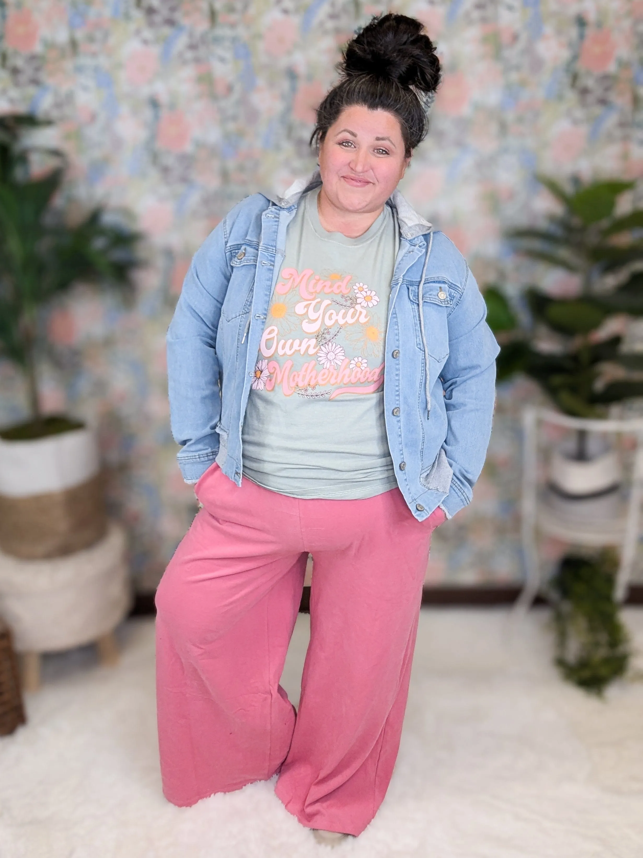 Laura Wide Leg Pants w/Pockets in Bright Pink