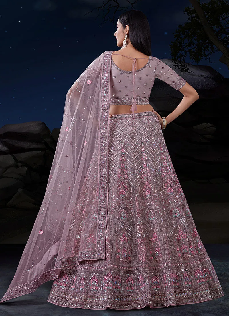 Lavender Multi Embroidery Designer Wedding Lehenga Choli