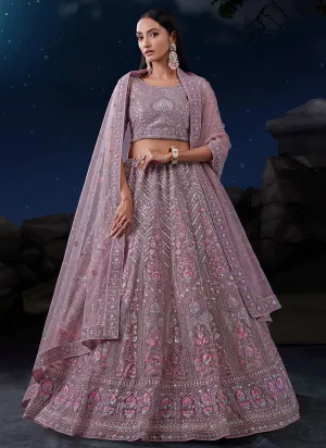 Lavender Multi Embroidery Designer Wedding Lehenga Choli