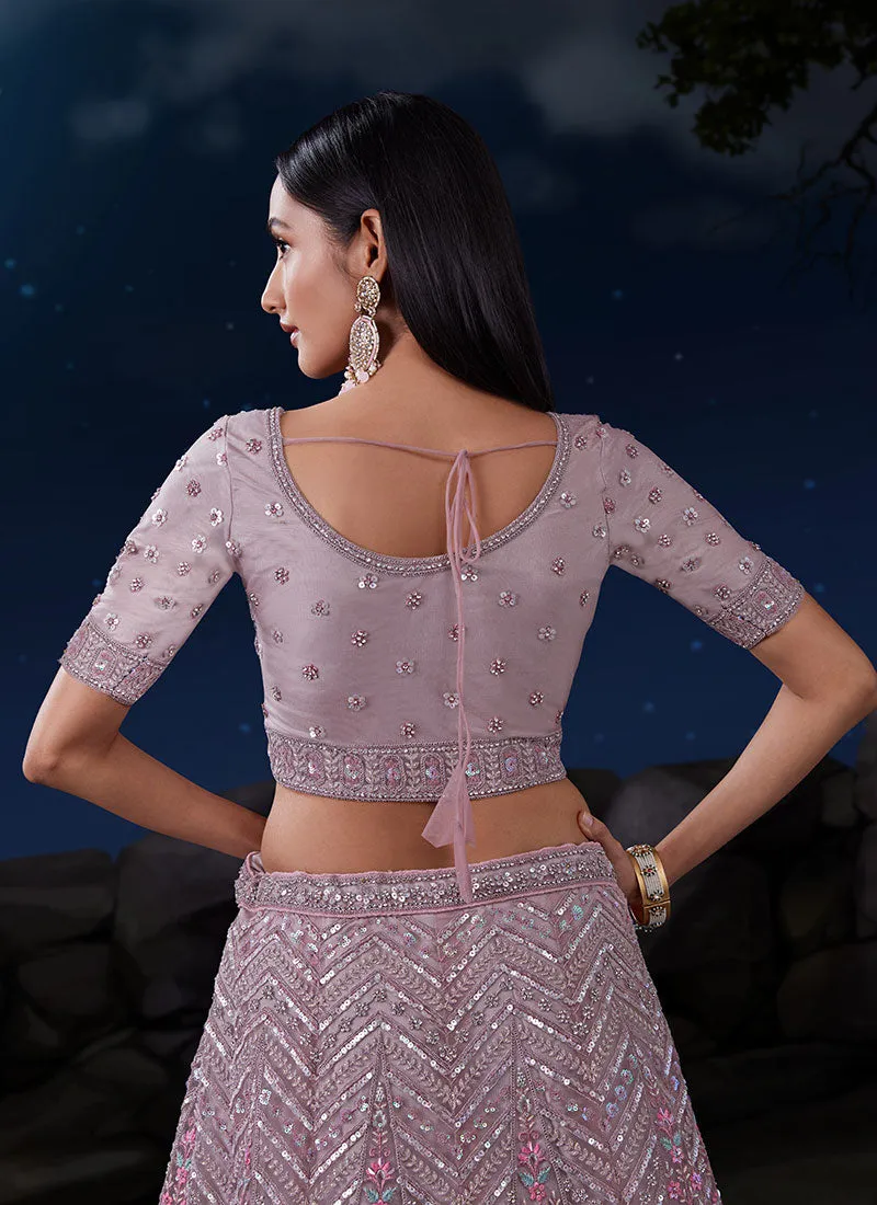 Lavender Multi Embroidery Designer Wedding Lehenga Choli