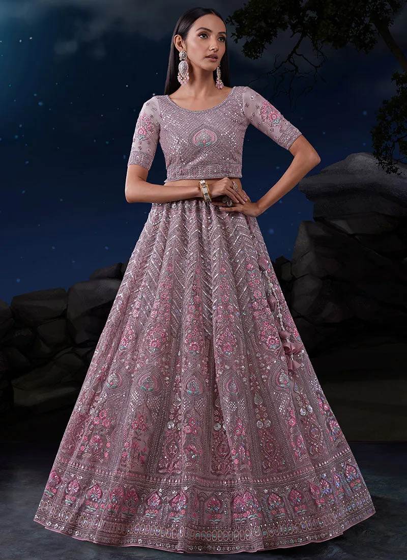 Lavender Multi Embroidery Designer Wedding Lehenga Choli