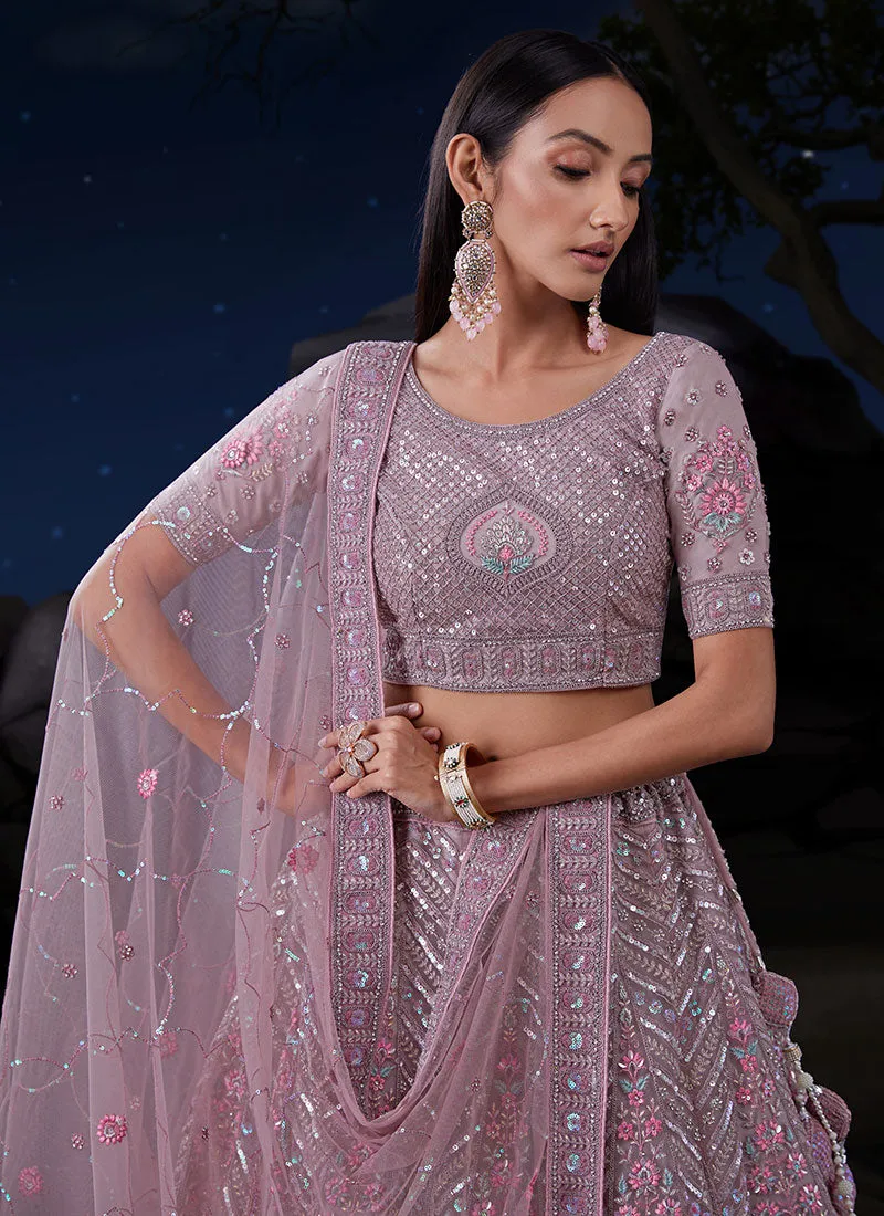 Lavender Multi Embroidery Designer Wedding Lehenga Choli