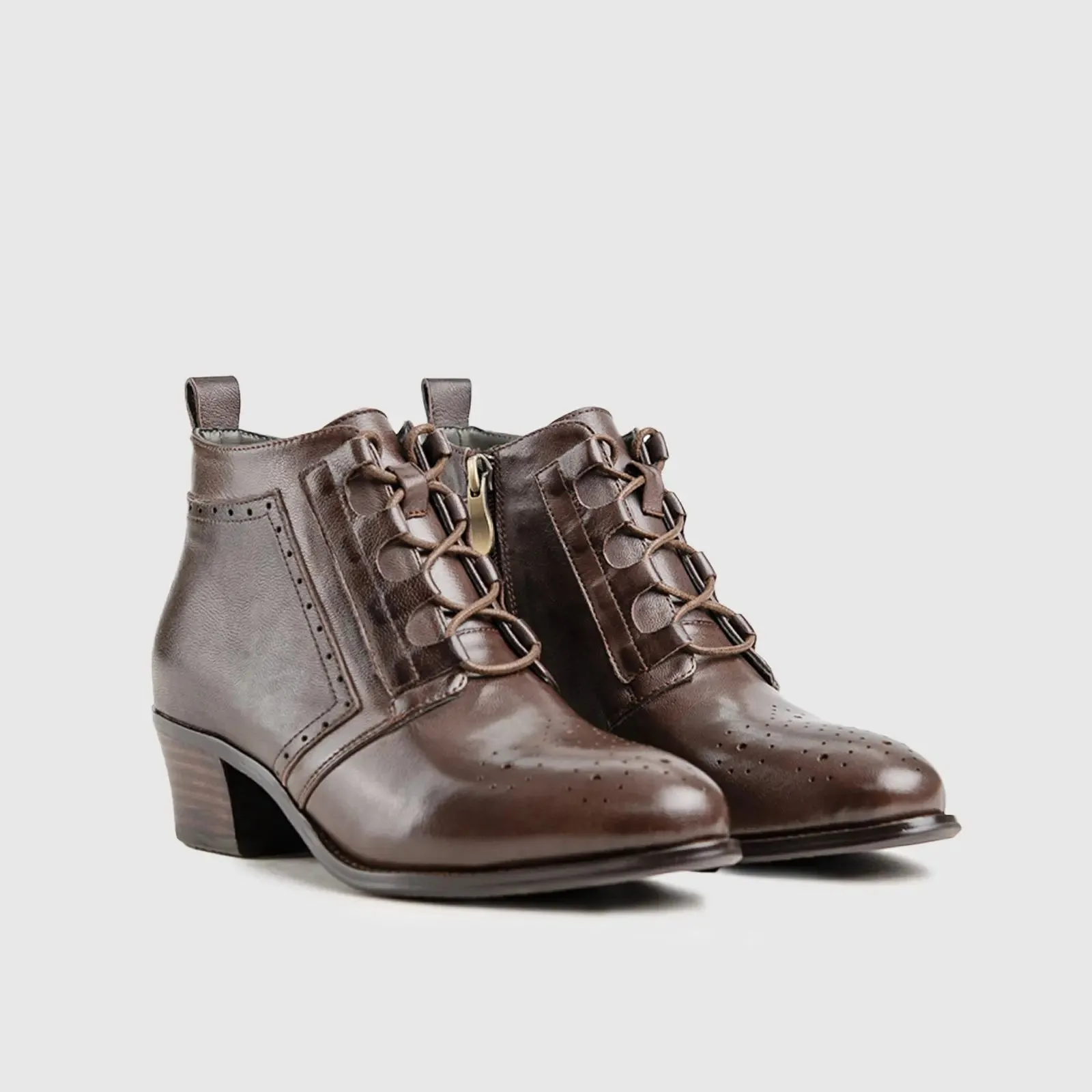 Leather Ankle Boots Brown HA016