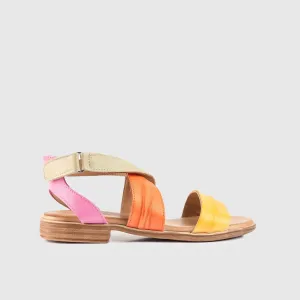 Leather Flat Comfort Sandals Multi 8617