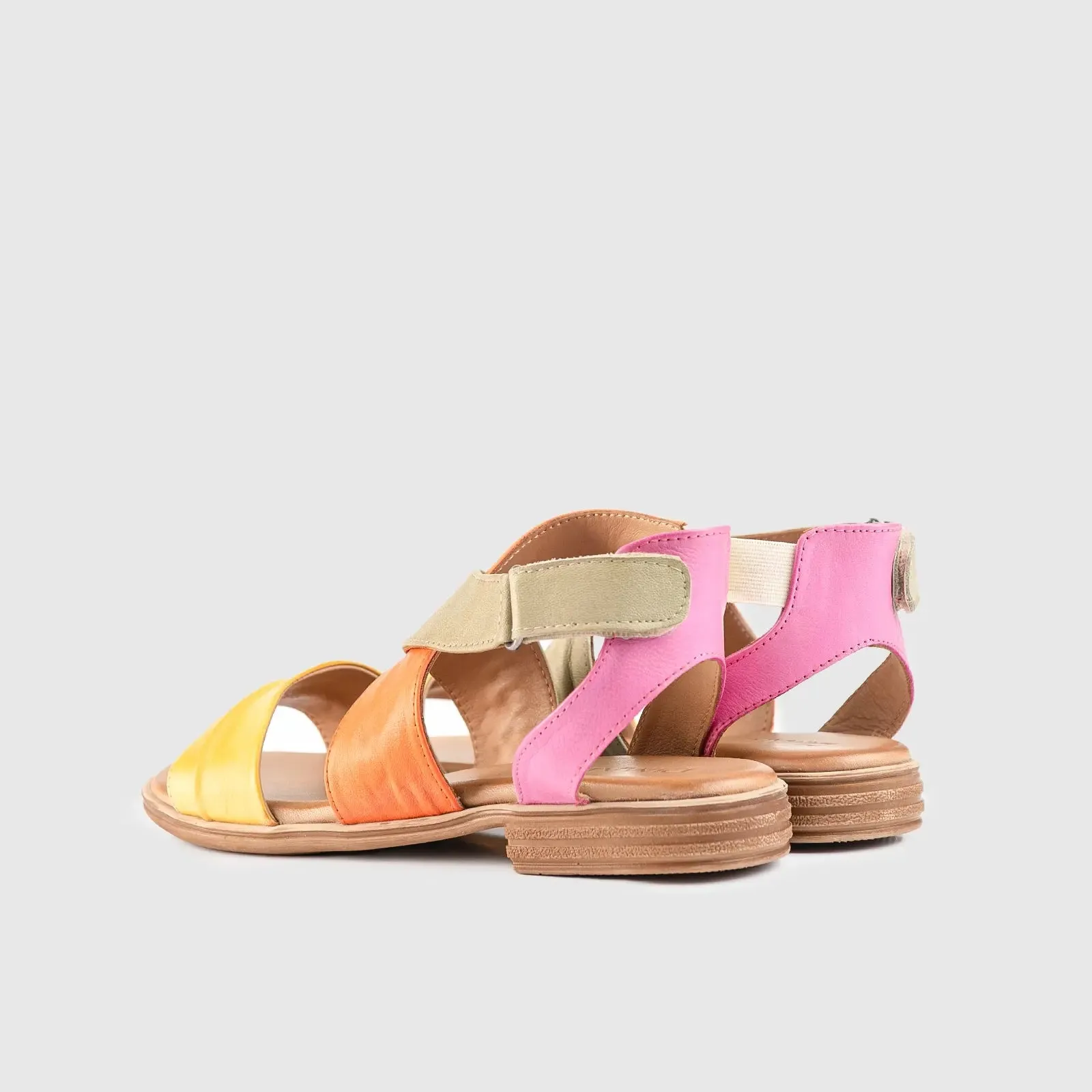 Leather Flat Comfort Sandals Multi 8617