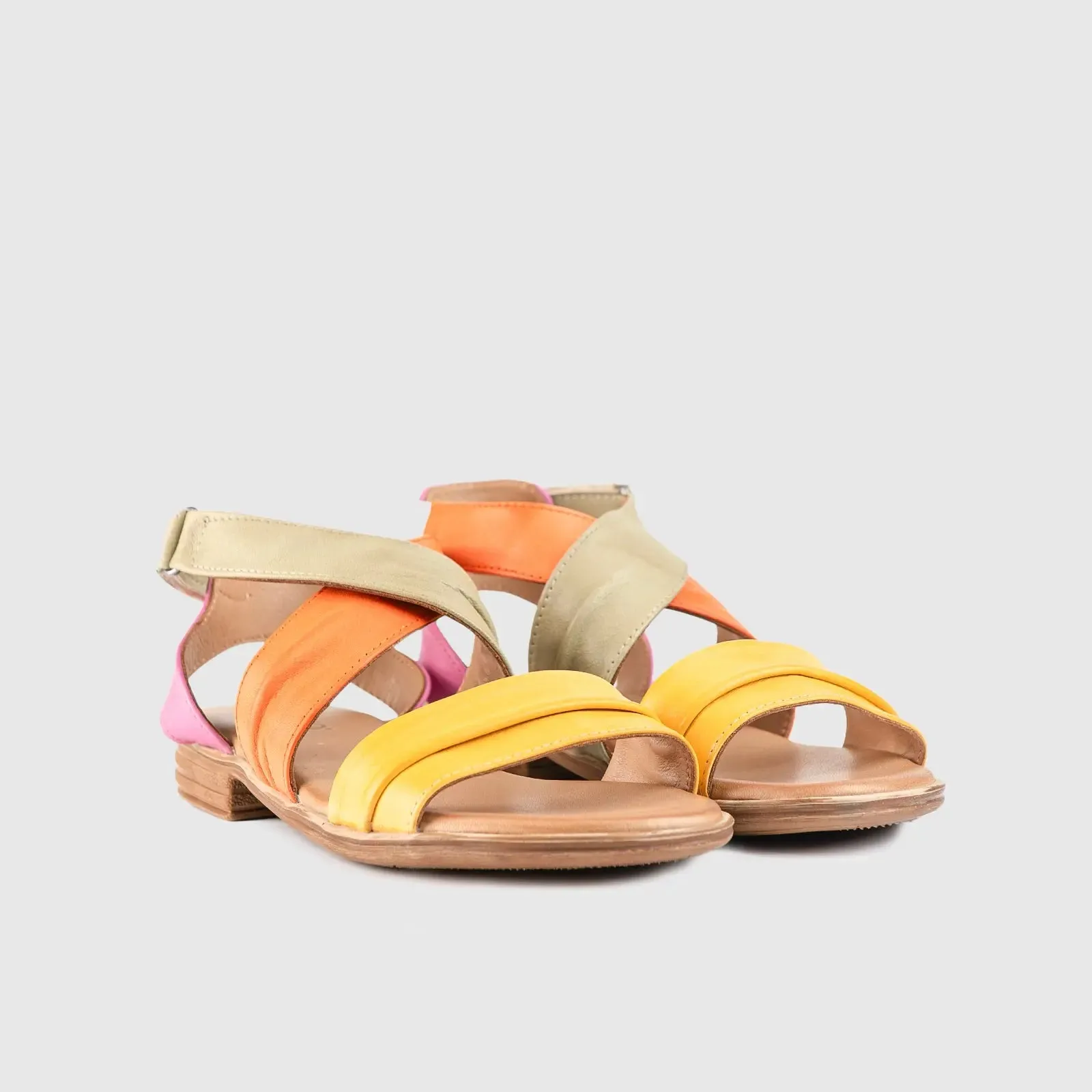 Leather Flat Comfort Sandals Multi 8617