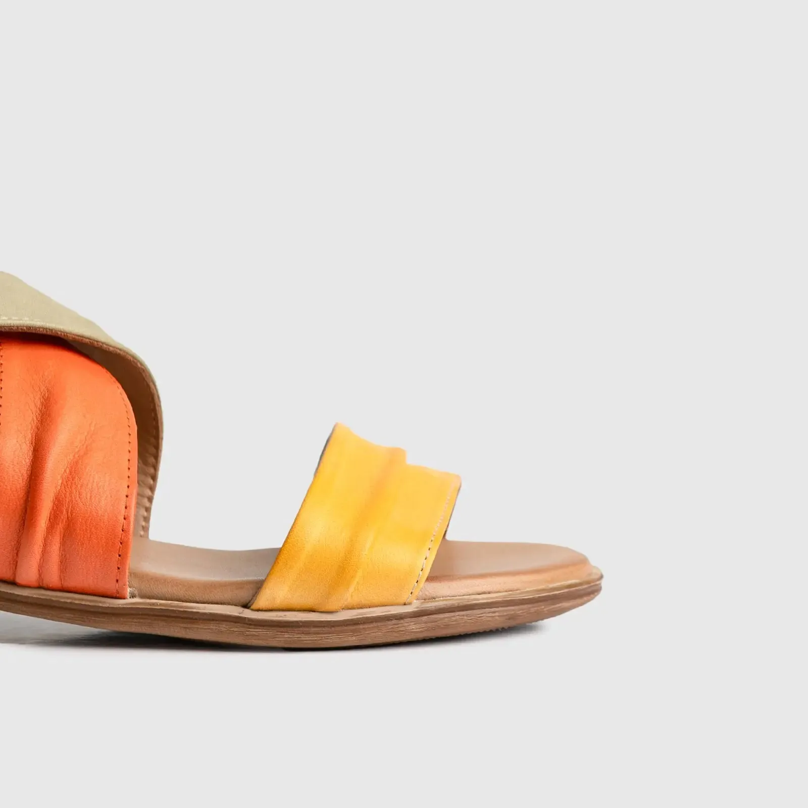 Leather Flat Comfort Sandals Multi 8617