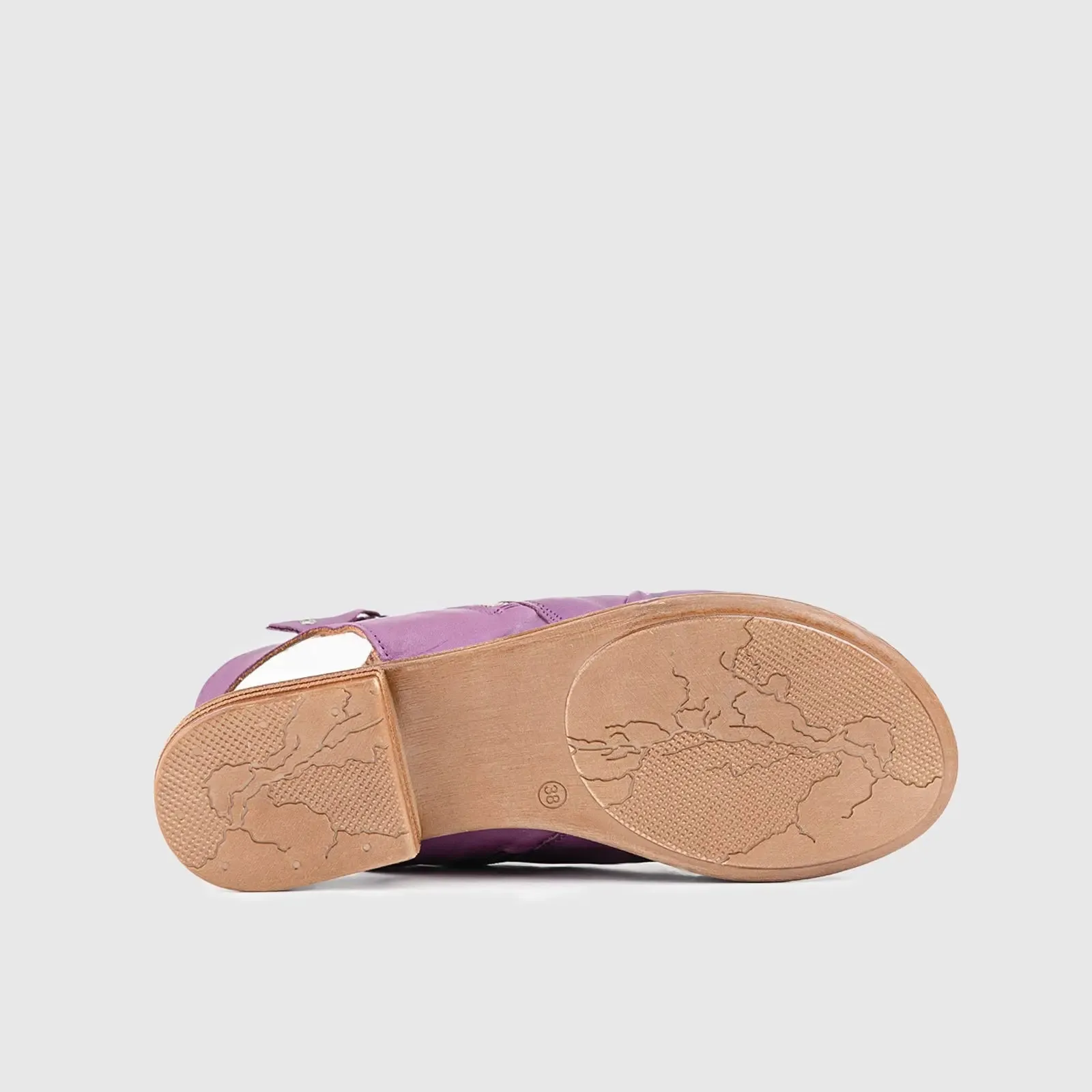 Leather Flat Comfort Sandals Purple 8541