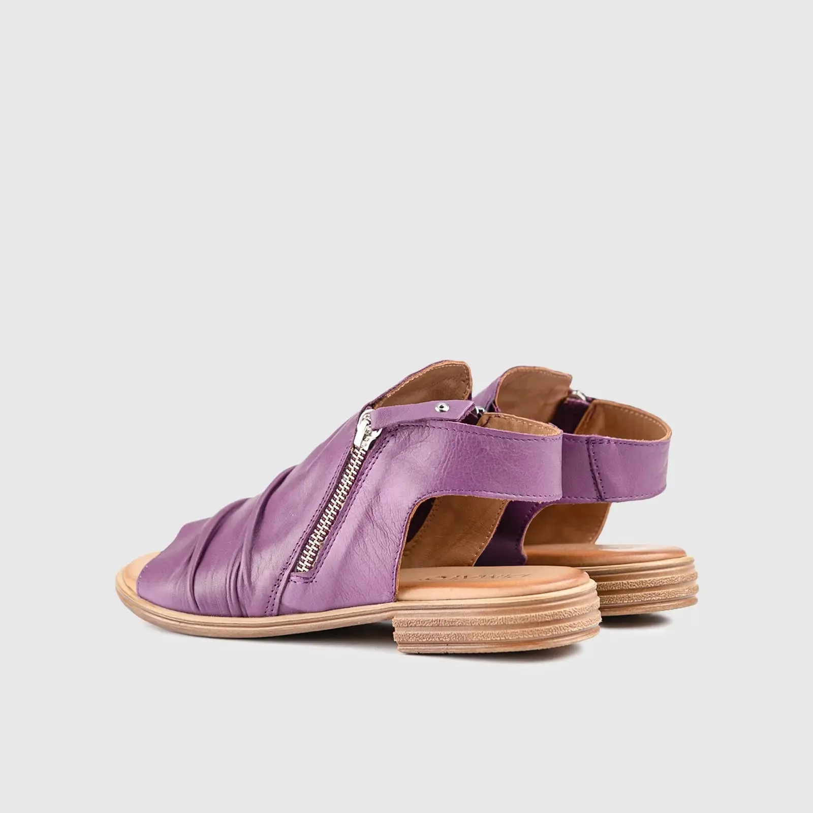 Leather Flat Comfort Sandals Purple 8541