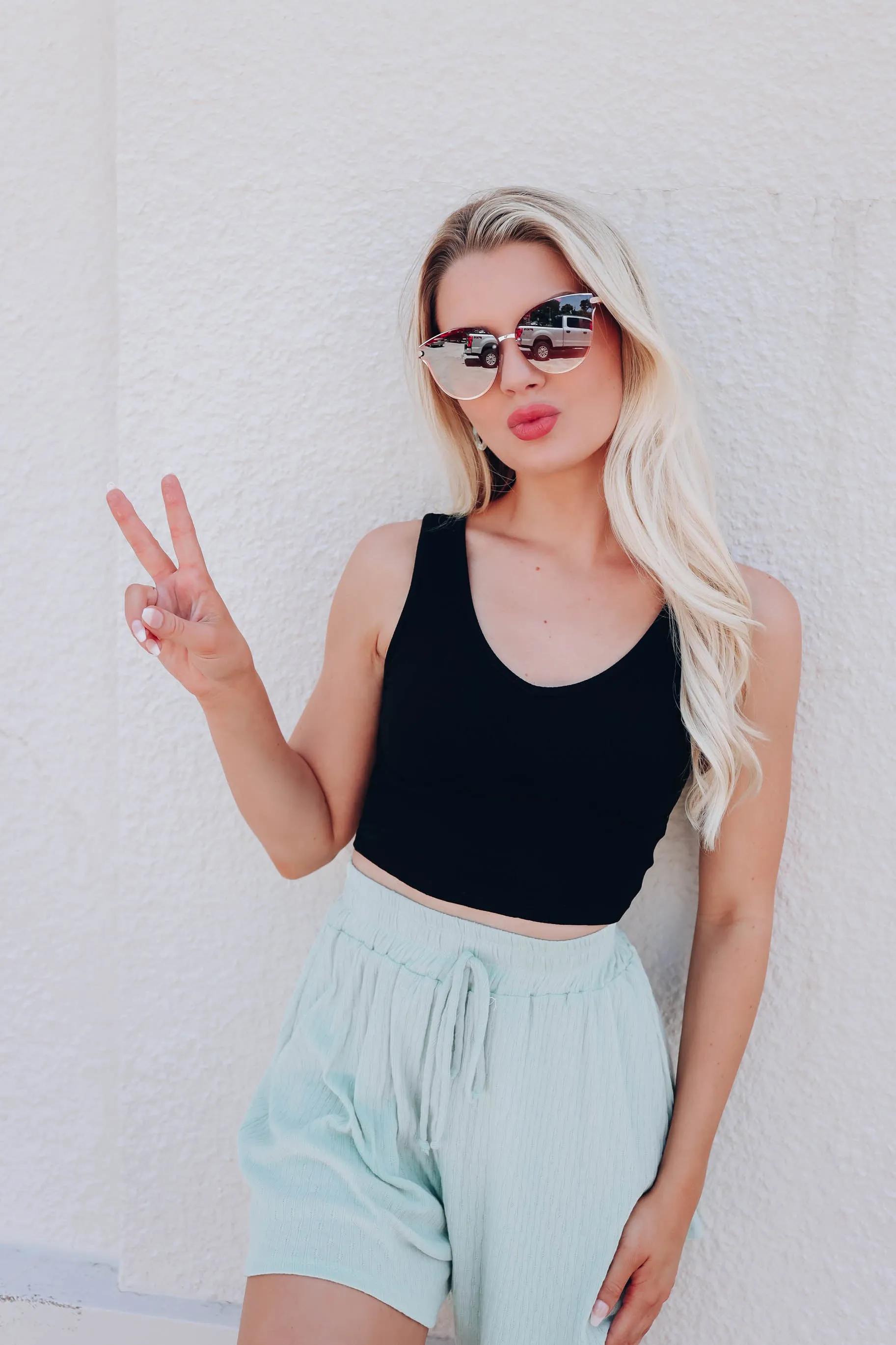 Leisurely Mint Knit Shorts