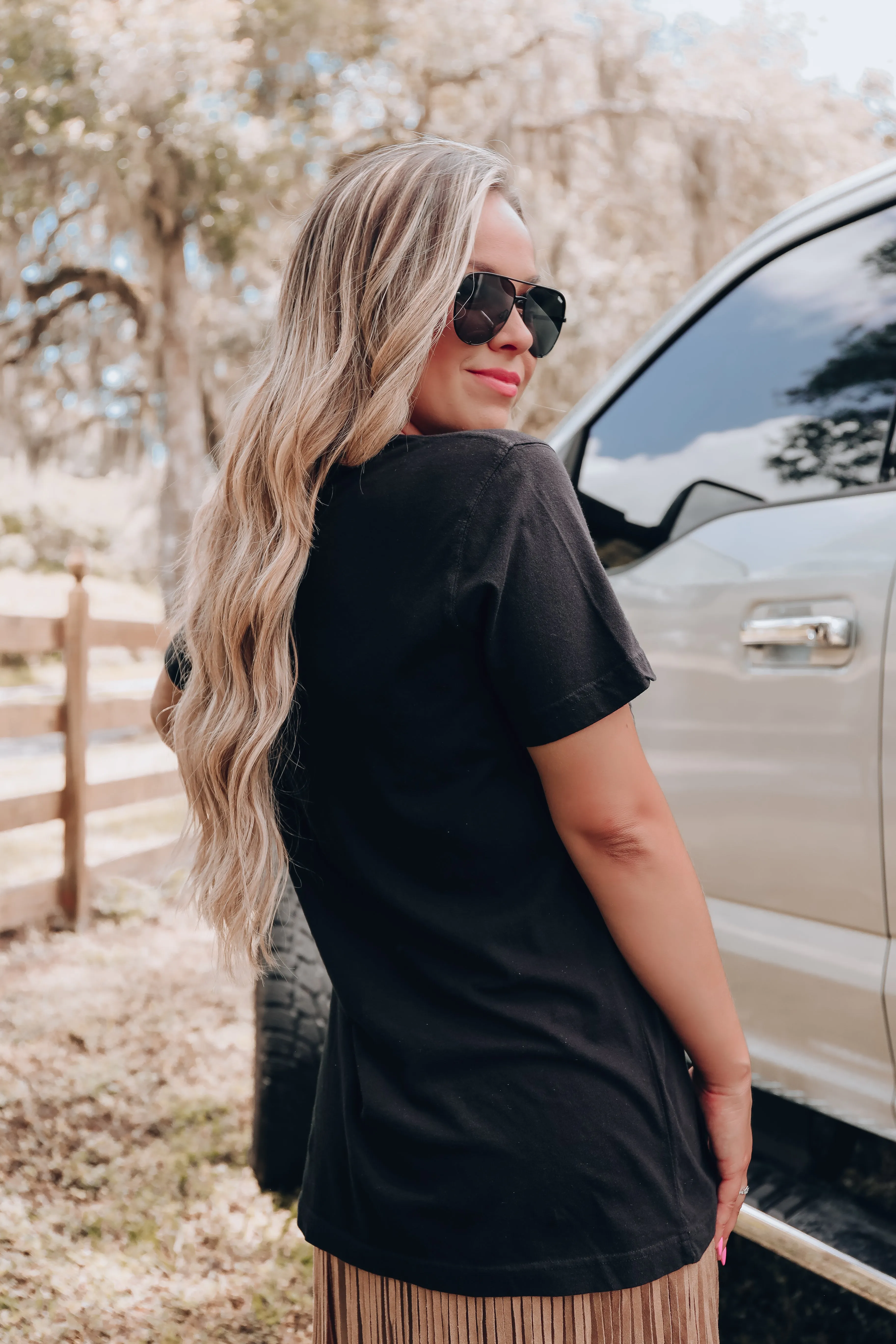 Leopard Bull Skull Graphic Tee - Black