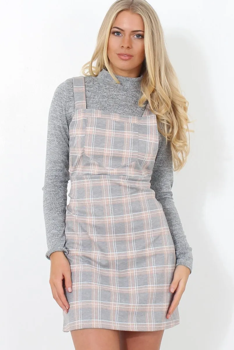 Light Grey Tartan Pinafore-Pippa