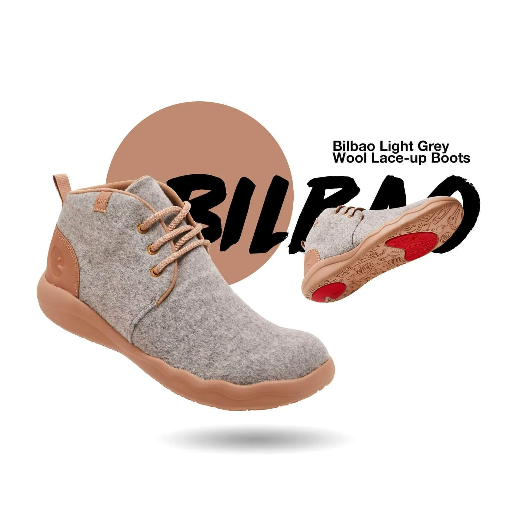 Light Grey Wool Lace-up Boots Bilbao Men