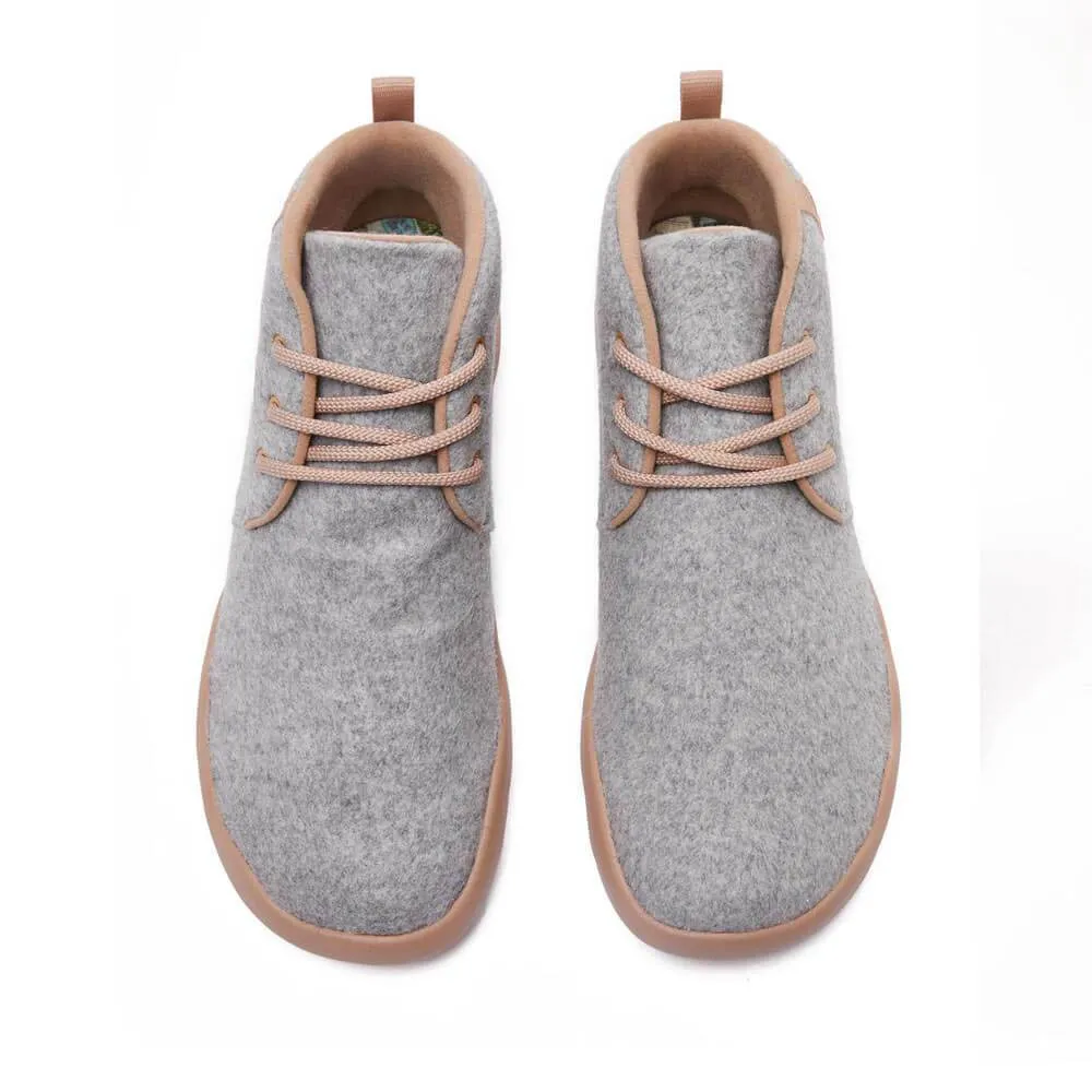 Light Grey Wool Lace-up Boots Bilbao Men