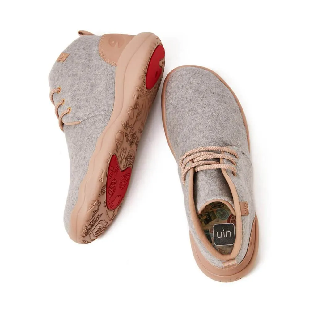 Light Grey Wool Lace-up Boots Bilbao Men