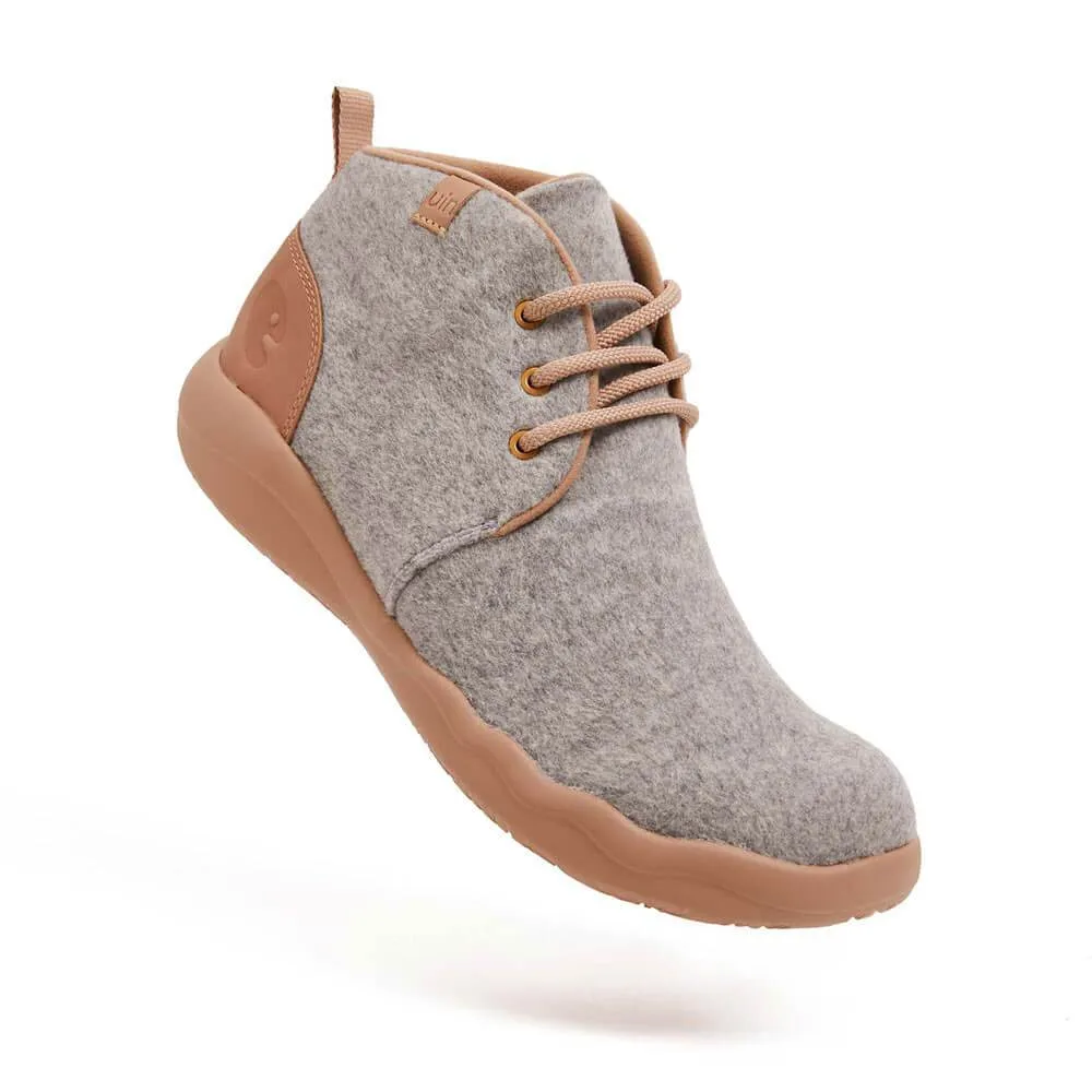 Light Grey Wool Lace-up Boots Bilbao Men