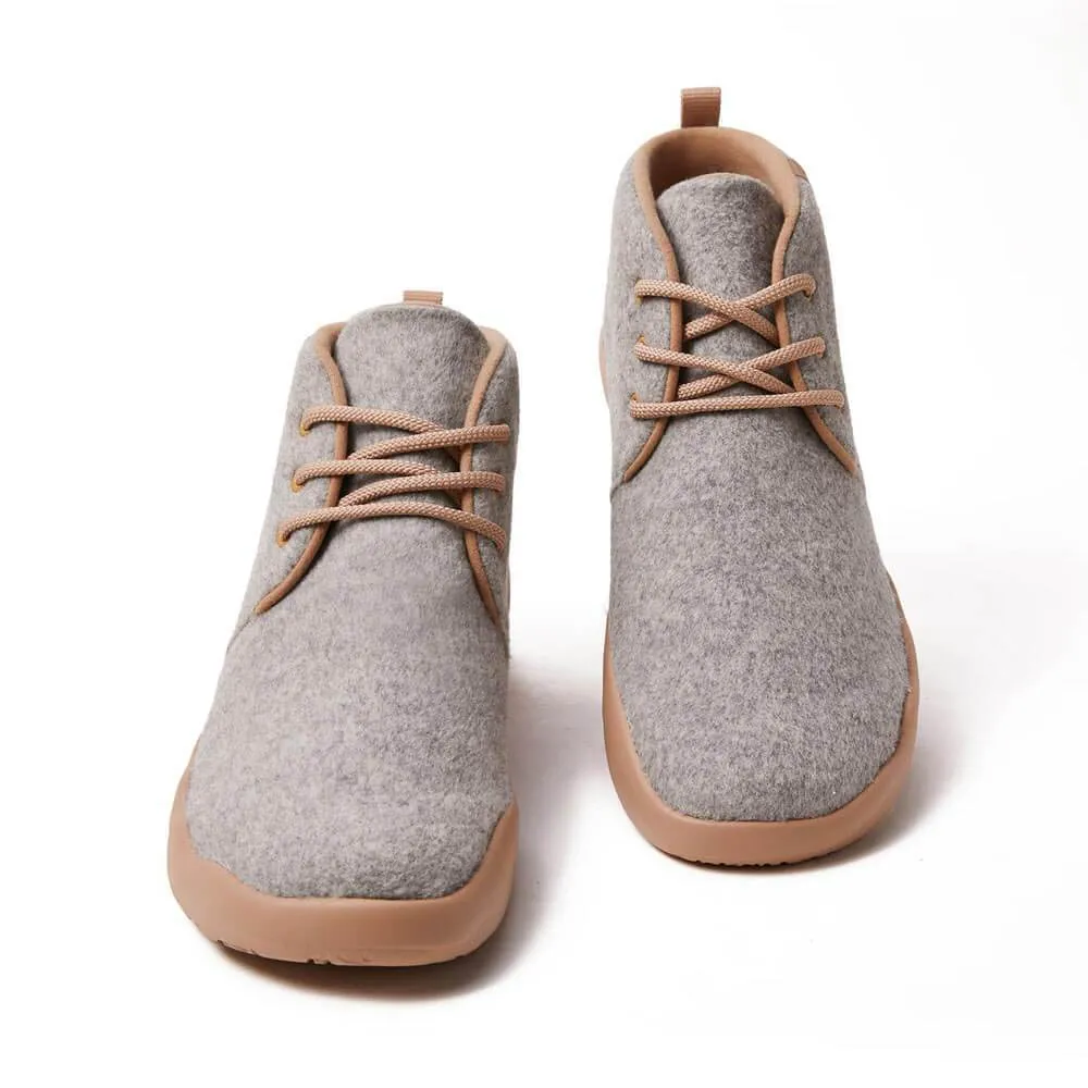 Light Grey Wool Lace-up Boots Bilbao Men