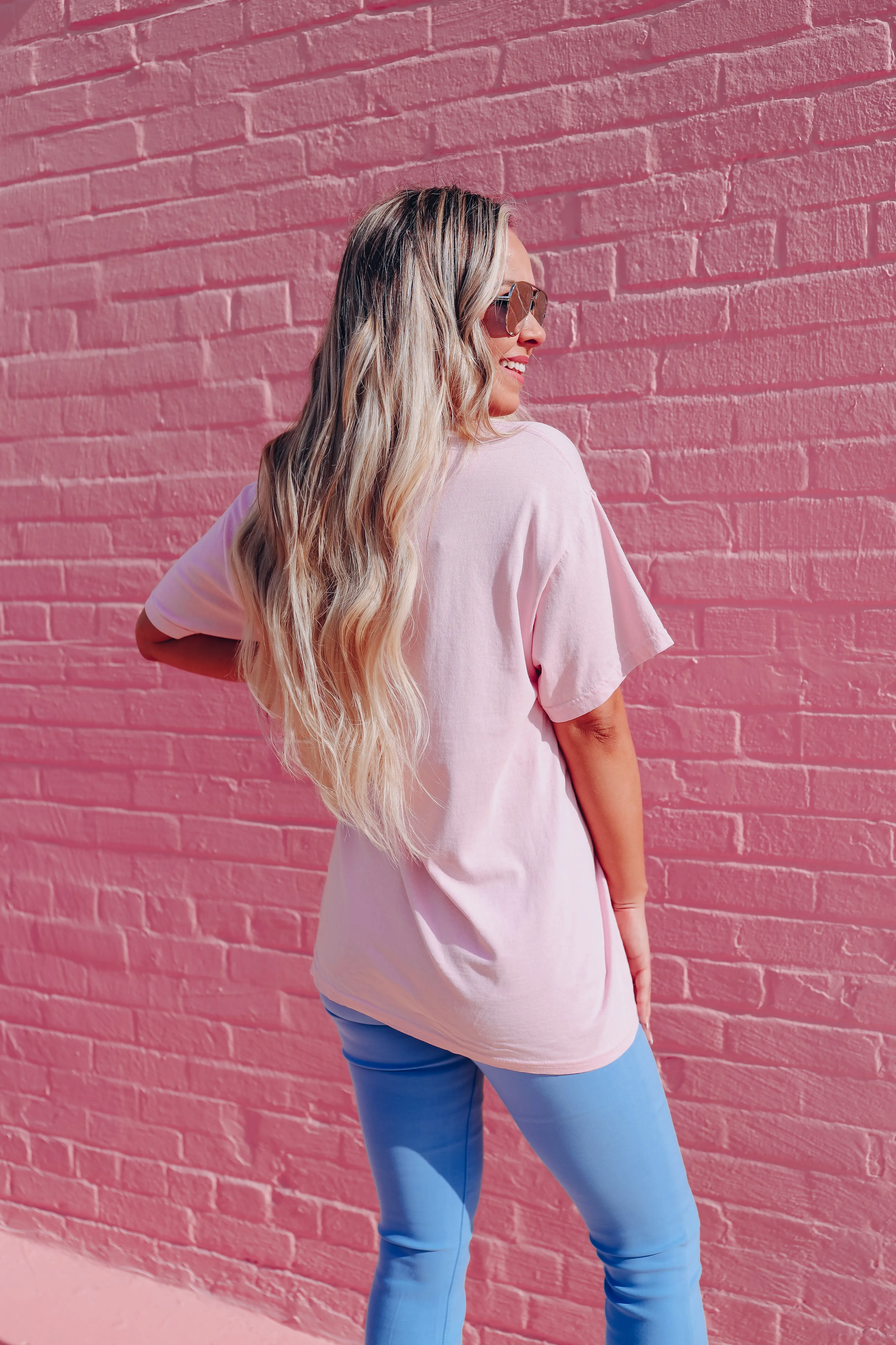 Lightning Skull Graphic Tee - Pink