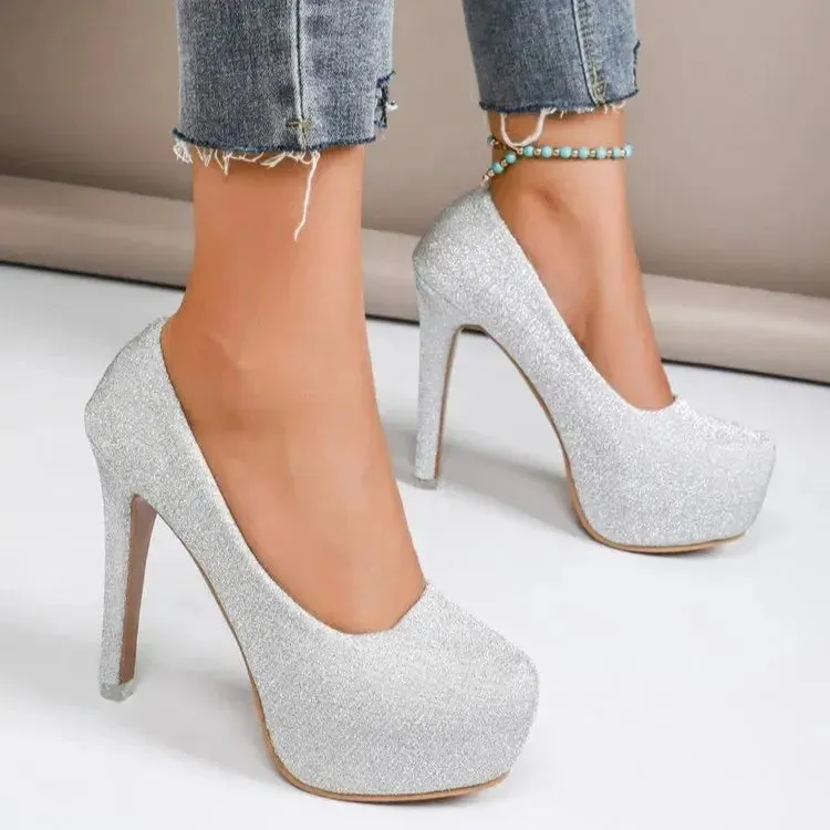 'Liora' Platform Glittered Stiletto Heels