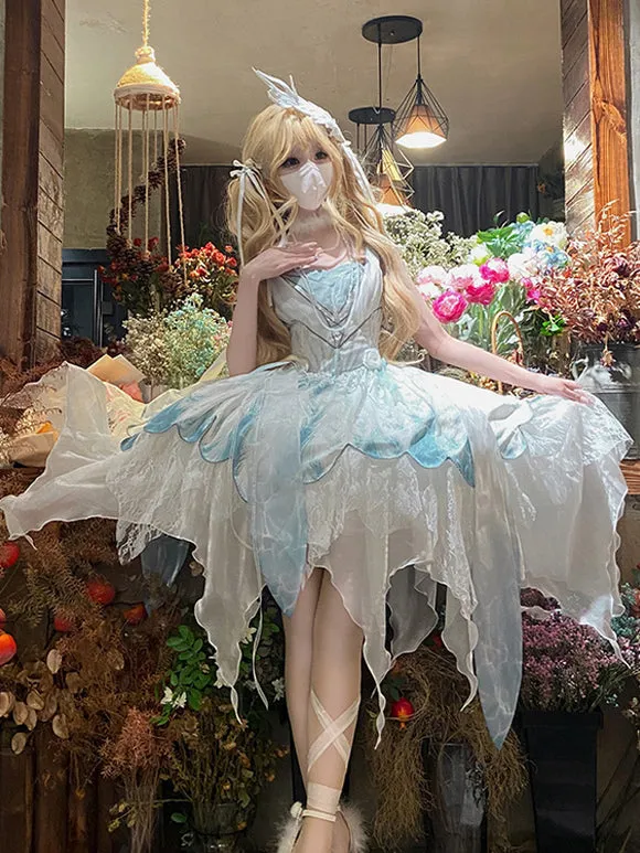 Lolita Dresses Tea Party Style Lolita Skirt Bows Sleeveless Polyester Lolita Wedding Dress Peacock White
