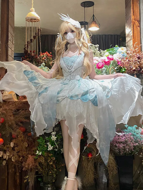 Lolita Dresses Tea Party Style Lolita Skirt Bows Sleeveless Polyester Lolita Wedding Dress Peacock White