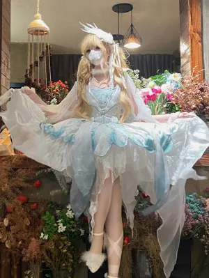 Lolita Dresses Tea Party Style Lolita Skirt Bows Sleeveless Polyester Lolita Wedding Dress Peacock White