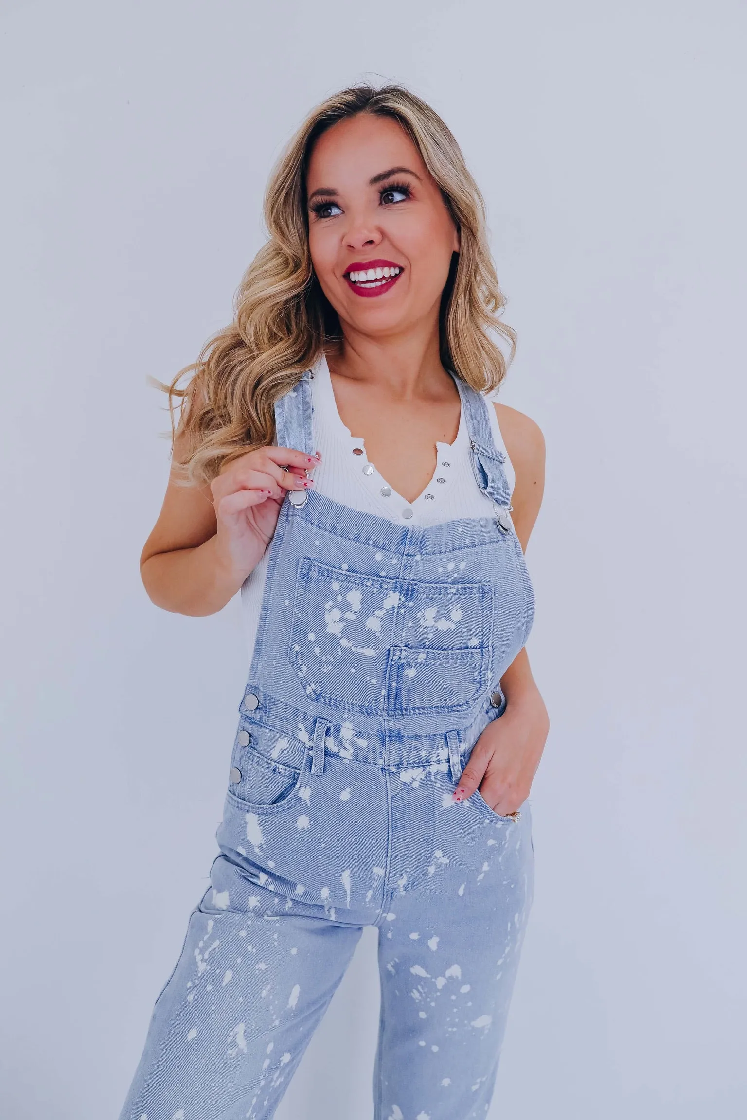 Lost In Time Bleach Splatter Overalls