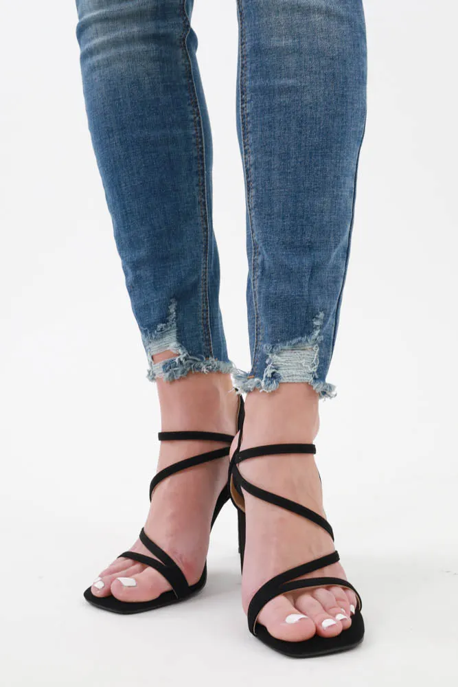 Luxe Strappy High Heels -Silver