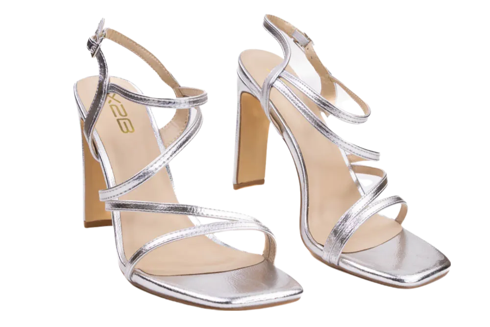 Luxe Strappy High Heels -Silver