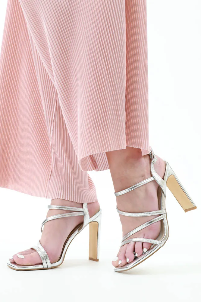 Luxe Strappy High Heels -Silver