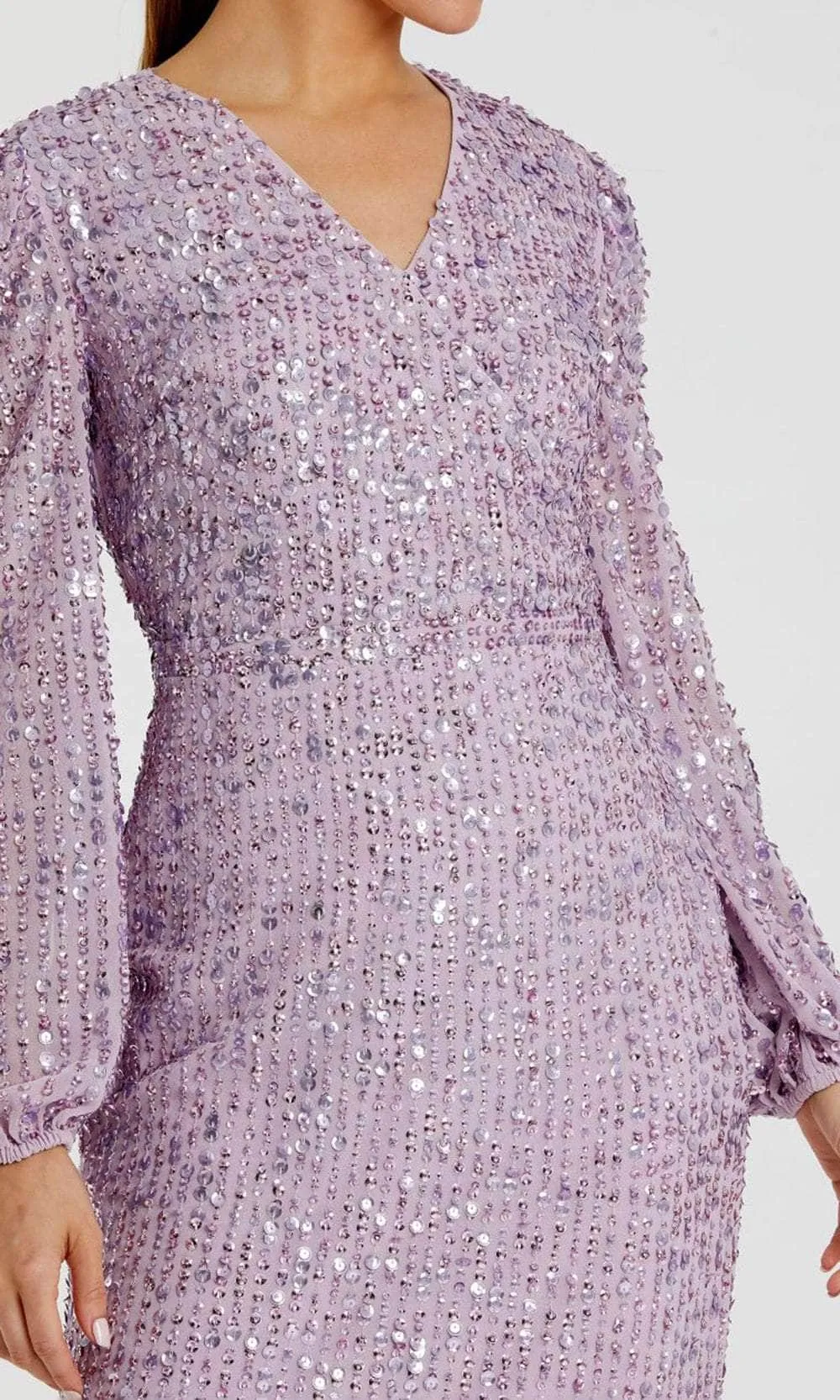 Mac Duggal 107641 - Linear Sequin Long Sleeve Evening Dress