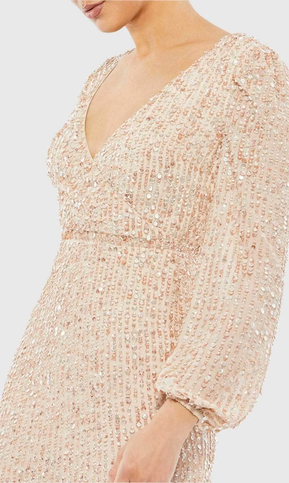 Mac Duggal 107641 - Linear Sequin Long Sleeve Evening Dress