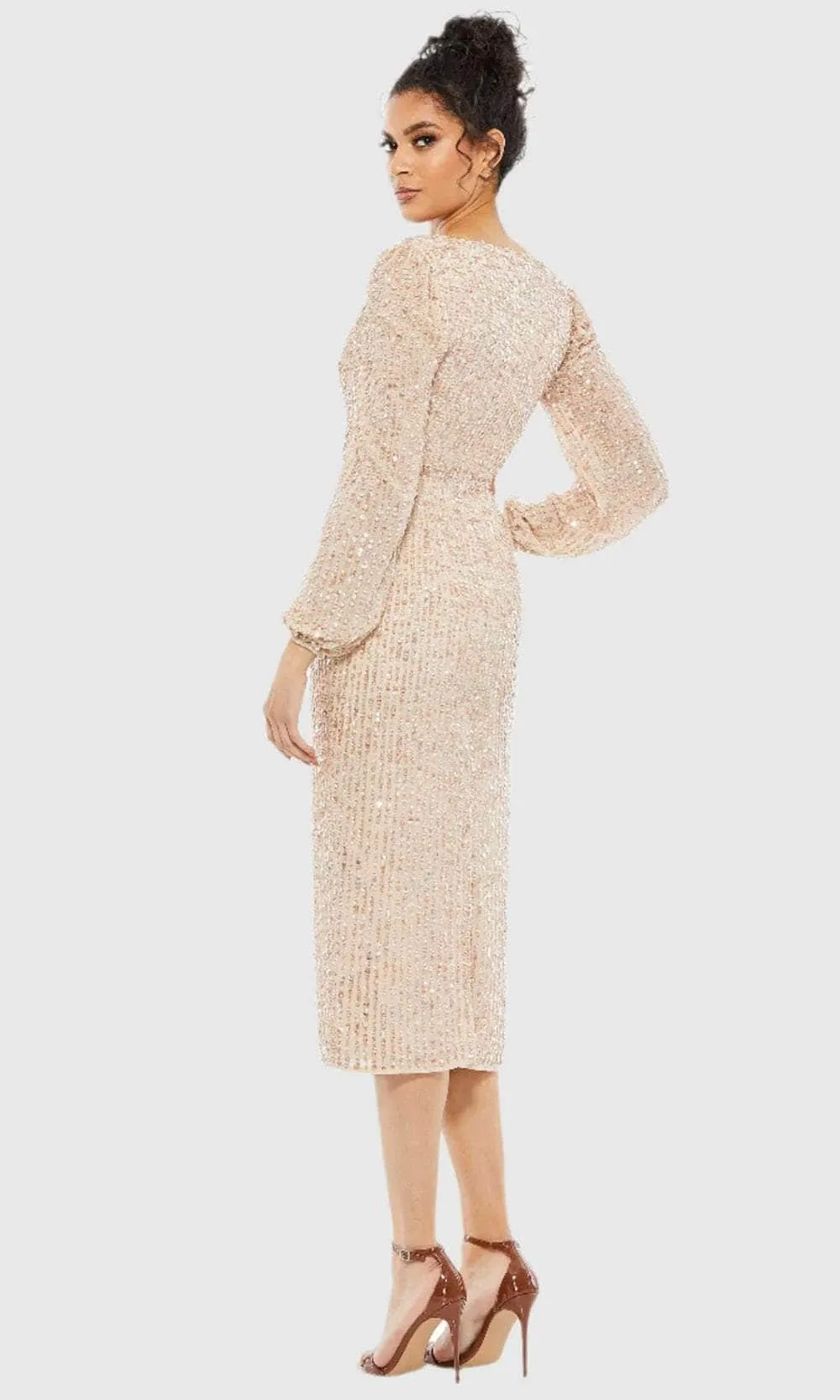 Mac Duggal 107641 - Linear Sequin Long Sleeve Evening Dress