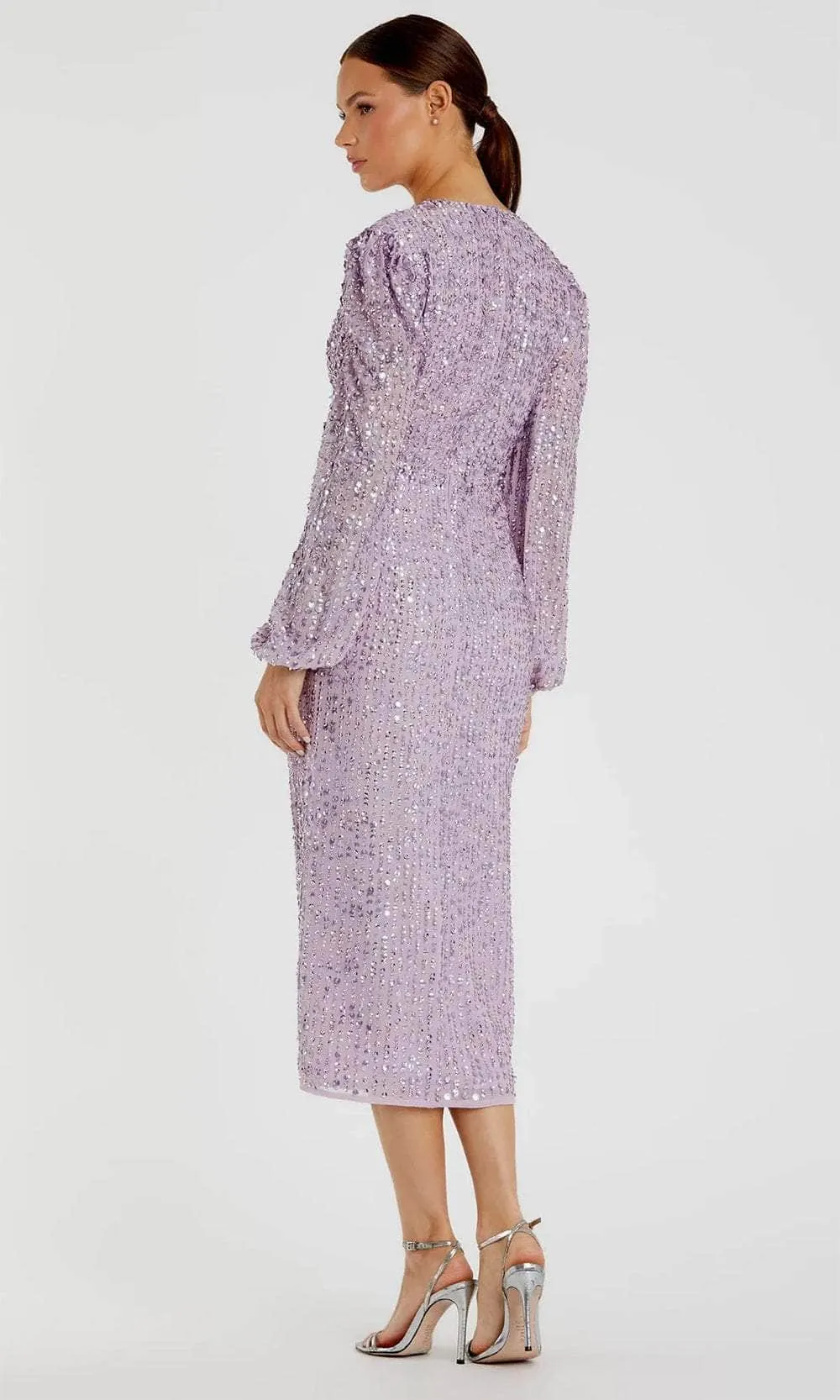 Mac Duggal 107641 - Linear Sequin Long Sleeve Evening Dress
