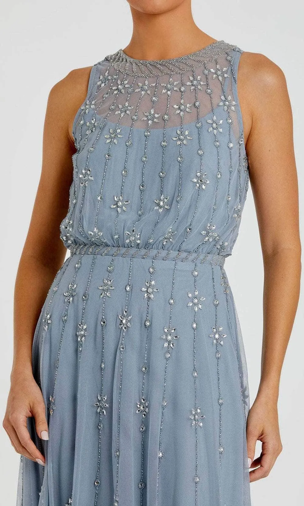 Mac Duggal 9222 - Illusion Jewel Floral Beaded Evening Dress