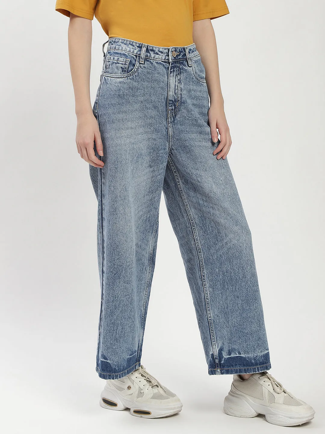 Madame Blue Wide-Leg Cropped Jeans