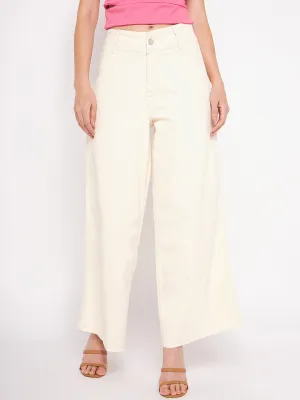 Madame Ivory Flared Cotton  Pants