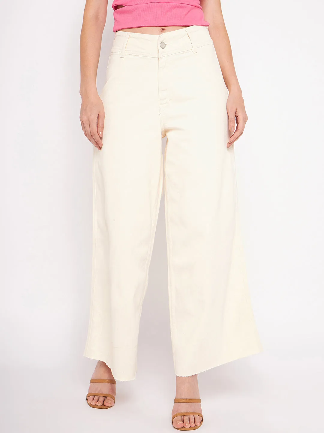 Madame Ivory Flared Cotton  Pants